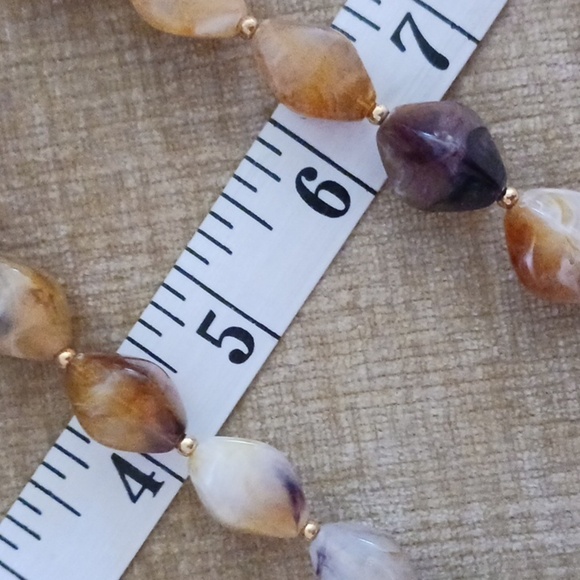 Gold Tone Marbled Beaded Necklace - Picture 5 of 7